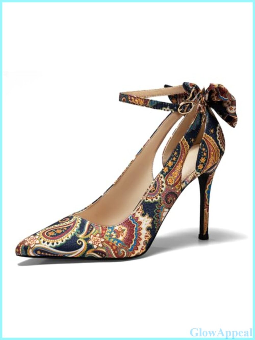 Pointed Toe Bow Tie Stiletto High Heels Ankle Strap Wedding Pumps